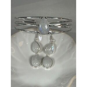 Rainbow Moonstone‎ Cuff & Earring Gift Set ✨🌙